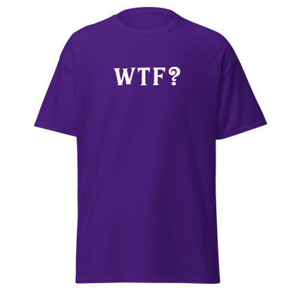 "WTF? (What the f#ck?)" printed on a purple on an invisible body