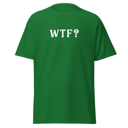 "WTF? (What the f#ck?)" printed on a turf green on an invisible body