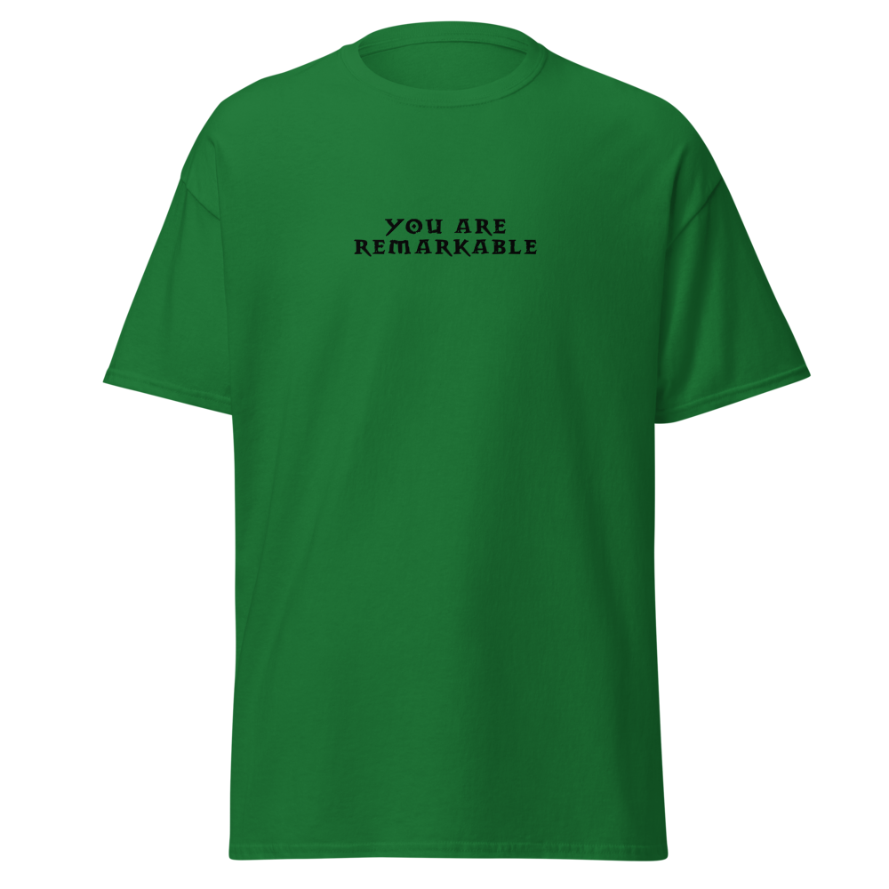 "You are remarkable" printed on a turf green on an invisible body