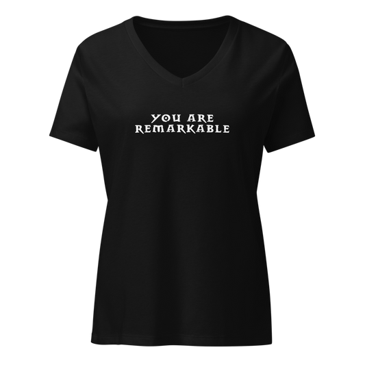 "You are remarkable" printed on a solid black blend on an invisible / simulated body