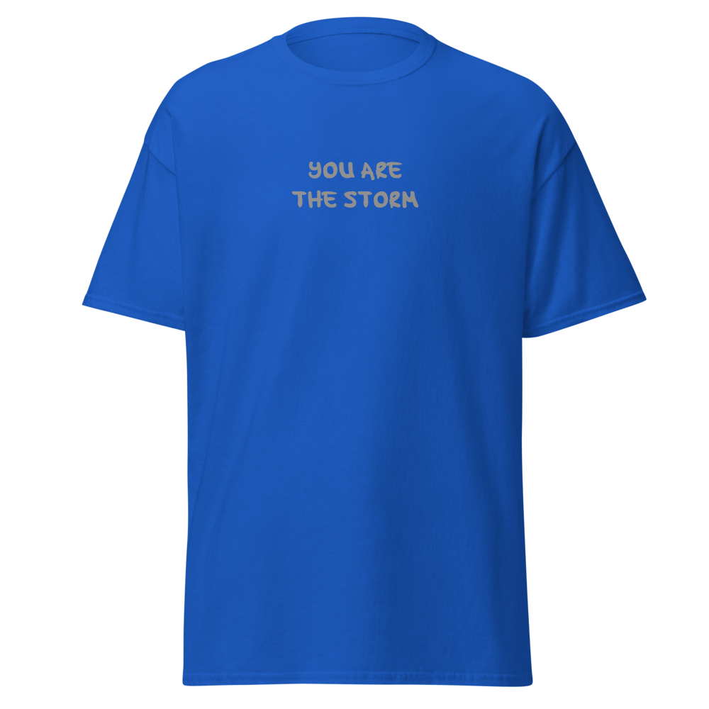 "You are the storm" printed on a royal on an invisible body