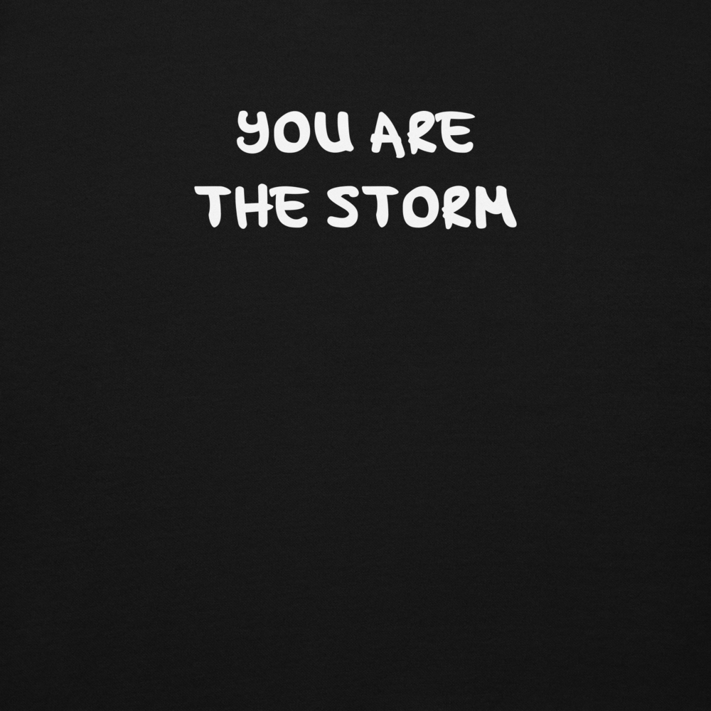"You are the storm" printed on a black background