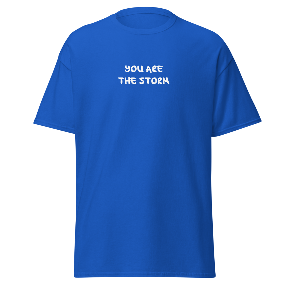"You are the storm" printed on a royal on an invisible body