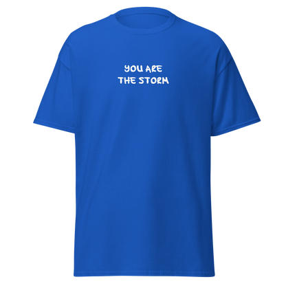 "You are the storm" printed on a royal on an invisible body